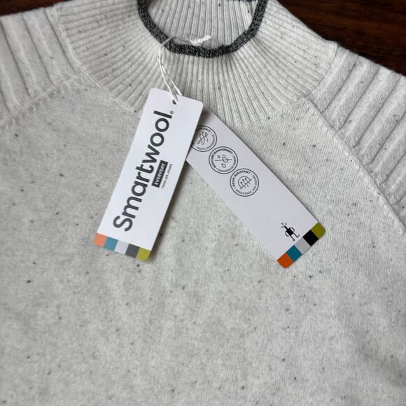 NWT Smartwool Women's Edgewood Mock Neck Speckled Sweater XL White - Picture 10 of 11